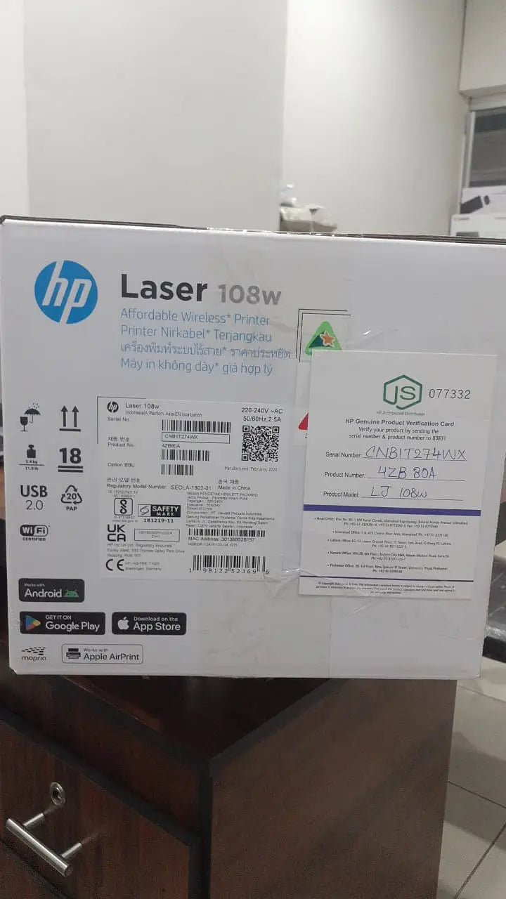 Hp Laserjet 108W Single Function Monochrome Wi-Fi, USB Laser Printers for Home/Office